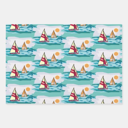 Segelboote Design Wrapping Paper Set Geschenkpapier Set (Vorderseite 3)