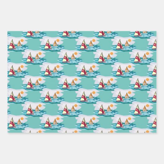 Segelboote Design Wrapping Paper Set Geschenkpapier Set (Vorderseite 2)