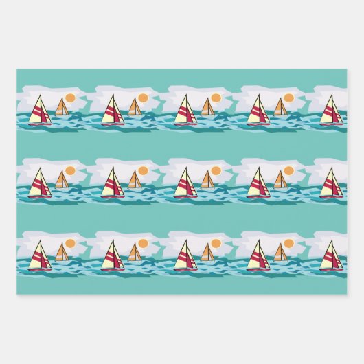 Segelboote Design Wrapping Paper Set Geschenkpapier Set (Vorderseite)