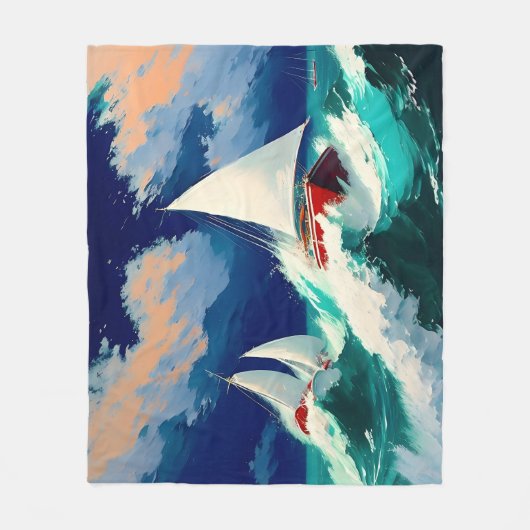 Segelboote, die in schweren Meeren fahren Fleecedecke (Vorderseite)