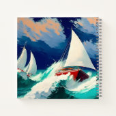 Segelboote, die in schweren Meeren fahren Notizblock (Rückseite)