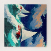 Segelboote, die in schweren Meeren fahren Puzzle (Horizontal)