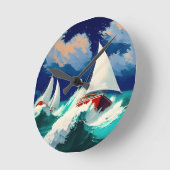 Segelboote, die in schweren Meeren fahren Runde Wanduhr (Winkel)