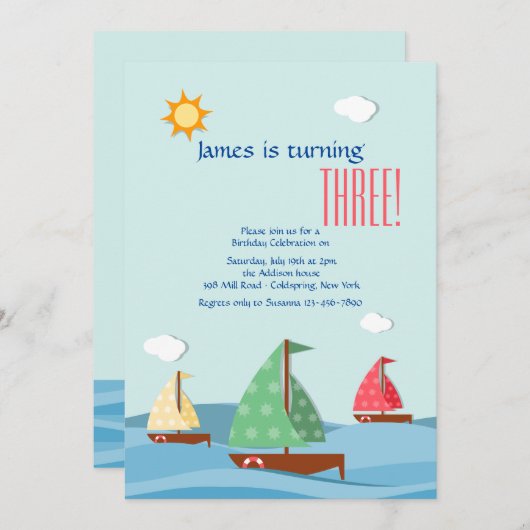 Segelboote - Einladung (Vorne/Hinten)