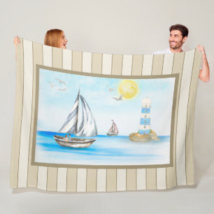 Segelboote im Blauen Ozean Fleece Blanket