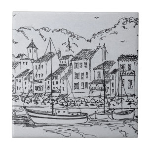 Segelboote im Hafen  Cassis, Frankreich Fliese