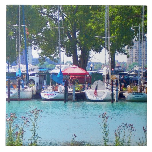 Segelboote im Hafen Fliese (Vorderseite)