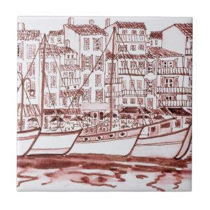 Segelboote im Hafen verankert  Cassis, Frankreich Fliese