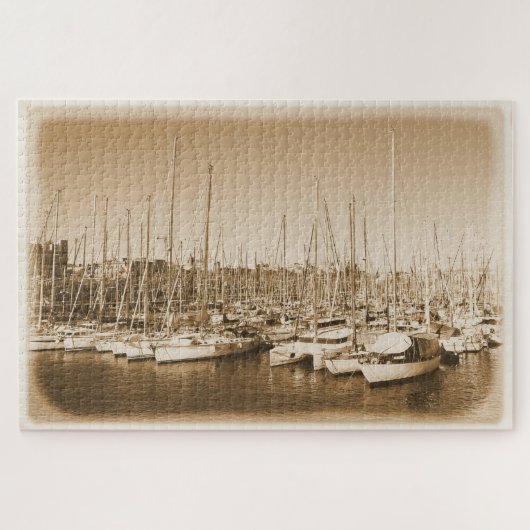 Segelboote im Hafen von Barcelona - 20x30 - 1014 S Puzzle (Horizontal)
