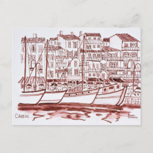 Segelboote im Hafen vor Anker Cassis, Frankreich Postkarte