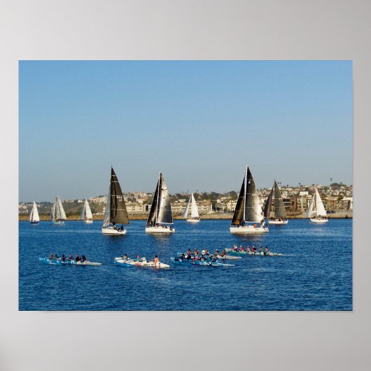 Segelboote im Kanal. Marina Del Rey, CA Poster (Vorne)