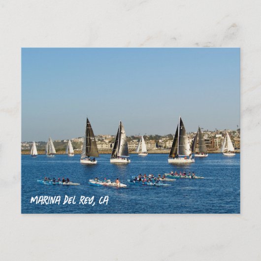 Segelboote im Kanal. Marina Del Rey, CA Postkarte (Vorderseite)