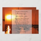 Segelboote im Sunset Beach Hochzeitsempfang Einladung (Vorne/Hinten)