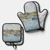 Segelboote Impressionismus Neuengland Ofenhandschuh & Topflappen-Set (Vorderseite/Rückseite)