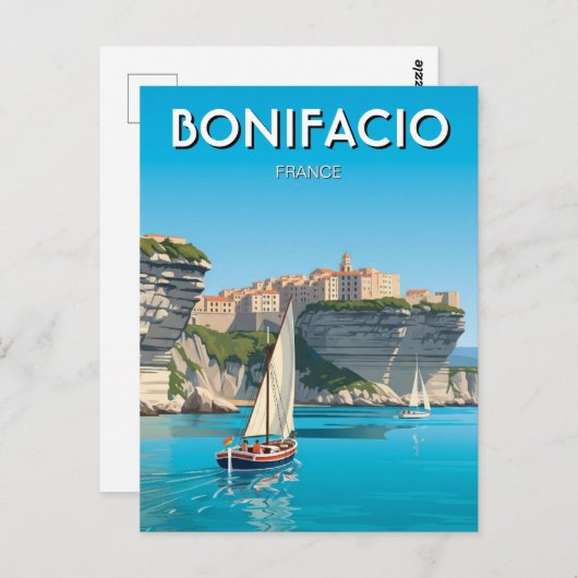Segelboote in Bonifacio Korsika Frankreich Postkarte (Vorne/Hinten)