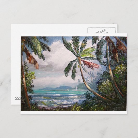 Segelboote in der Bucht Postkarte (Vorne/Hinten)