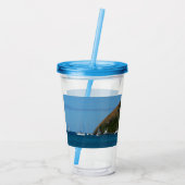 Segelboote in der Bucht Weißes und Blaues Wassersc Acryltrinkbecher (Rückseite)