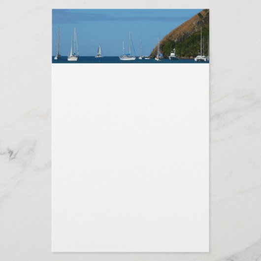 Segelboote in der Bucht Weißes und Blaues Wassersc Briefpapier (Vorderseite)