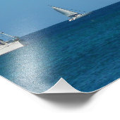 Segelboote in der Bucht Weißes und Blaues Wassersc Fotodruck (Ecke)