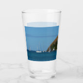 Segelboote in der Bucht Weißes und Blaues Wassersc Glas (Rückseite)