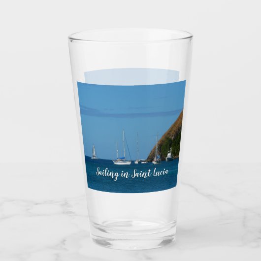 Segelboote in der Bucht Weißes und Blaues Wassersc Glas (Vorderseite)