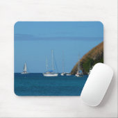 Segelboote in der Bucht Weißes und Blaues Wassersc Mousepad (Mit Mouse)