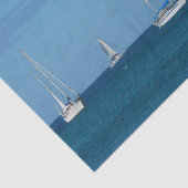 Segelboote in der Bucht Weißes und Blaues Wassersc Seidenpapier (Ausschnitt)