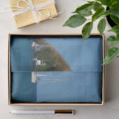 Segelboote in der Bucht Weißes und Blaues Wassersc Seidenpapier (Geschenk)