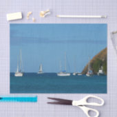 Segelboote in der Bucht Weißes und Blaues Wassersc Seidenpapier (Handwerk)