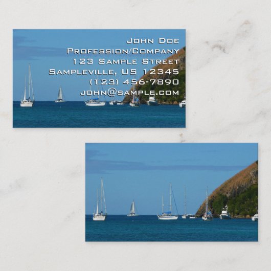 Segelboote in der Bucht Weißes und Blaues Wassersc Visitenkarte (Vorne/Hinten)