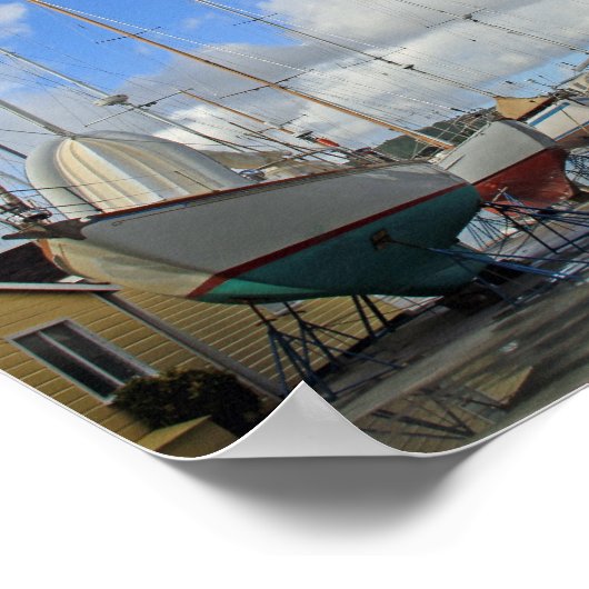 Segelboote in Dry Dock in Antigua Canvas Print Poster (Ecke)