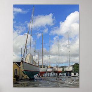 Segelboote in Dry Dock in Antigua Canvas Print Poster