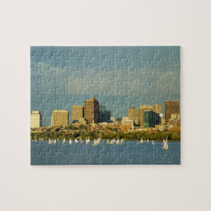 Segelboote in einem Fluss, Charles River, Boston Puzzle
