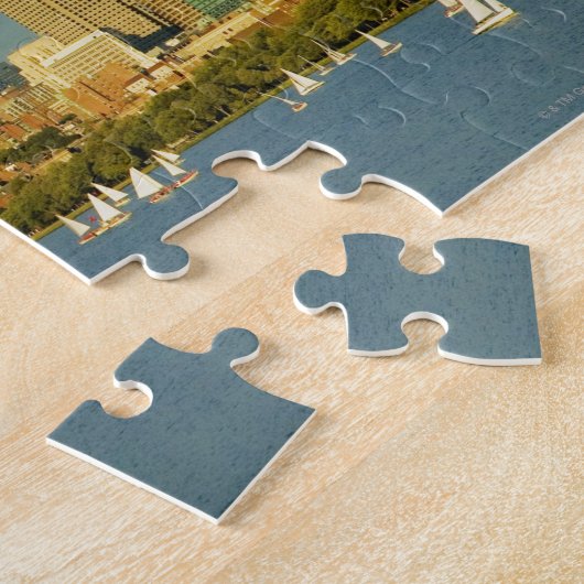 Segelboote in einem Fluss, Charles River, Boston Puzzle (Seite)