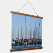 Segelboote in einer Reihe fotografisch Wandteppich Mit Holzrahmen (Gewinkelt)