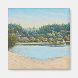 Segelboote in Frensham Ponds, Surrey in Pastel Magnet