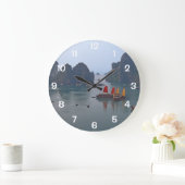 Segelboote in Ha Long Bay - Vietnam, Asien Große Wanduhr (Zuhause)