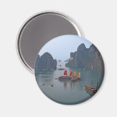 Segelboote in Ha Long Bay - Vietnam, Asien Magnet (Vorderseite/Rückseite)
