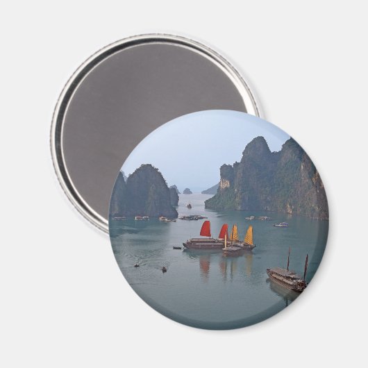 Segelboote in Ha Long Bay - Vietnam, Asien Magnet (Vorderseite/Rückseite)