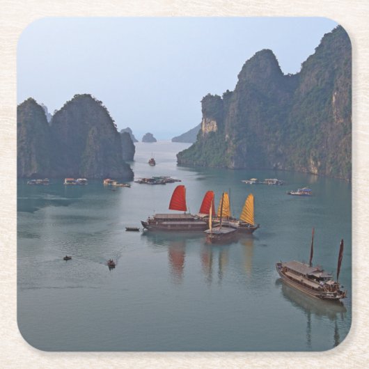 Segelboote in Ha Long Bay - Vietnam, Asien Rechteckiger Pappuntersetzer (Vorderseite)