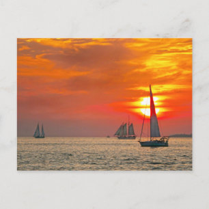 Segelboote in Key West bei Sonnenuntergang Postkarte