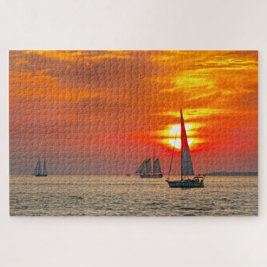 Segelboote in Key West, Florida, Sunset Puzzle (Horizontal)