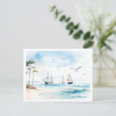 Segelboote in ruhiger See Postkarte (Stehend Vorderseite)
