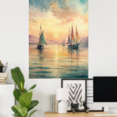 Segelboote in Sunset Poster (Heimbüro)
