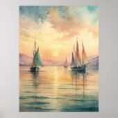 Segelboote in Sunset Poster (Vorne)