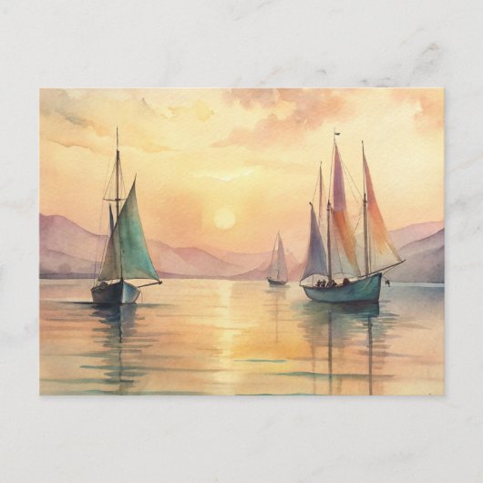 Segelboote in Sunset Postkarte (Vorderseite)