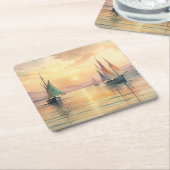 Segelboote in Sunset Rechteckiger Pappuntersetzer (angewinkelt)