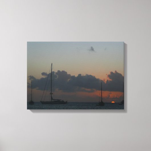 Segelboote in Sunset Tropical Seascape Leinwanddruck (Vorderseite)