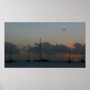 Segelboote in Sunset Tropical Seascape Poster