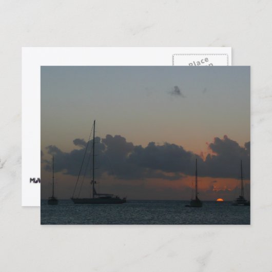 Segelboote in Sunset Tropical Seascape Postkarte (Vorne/Hinten)
